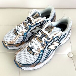 New Balance 740 White and Gold Running Shoes